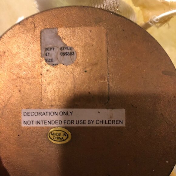 Vintage Porcelain Standing Angel with White Feather Wings & Gold Gown 14 Inches - Picture 12 of 12